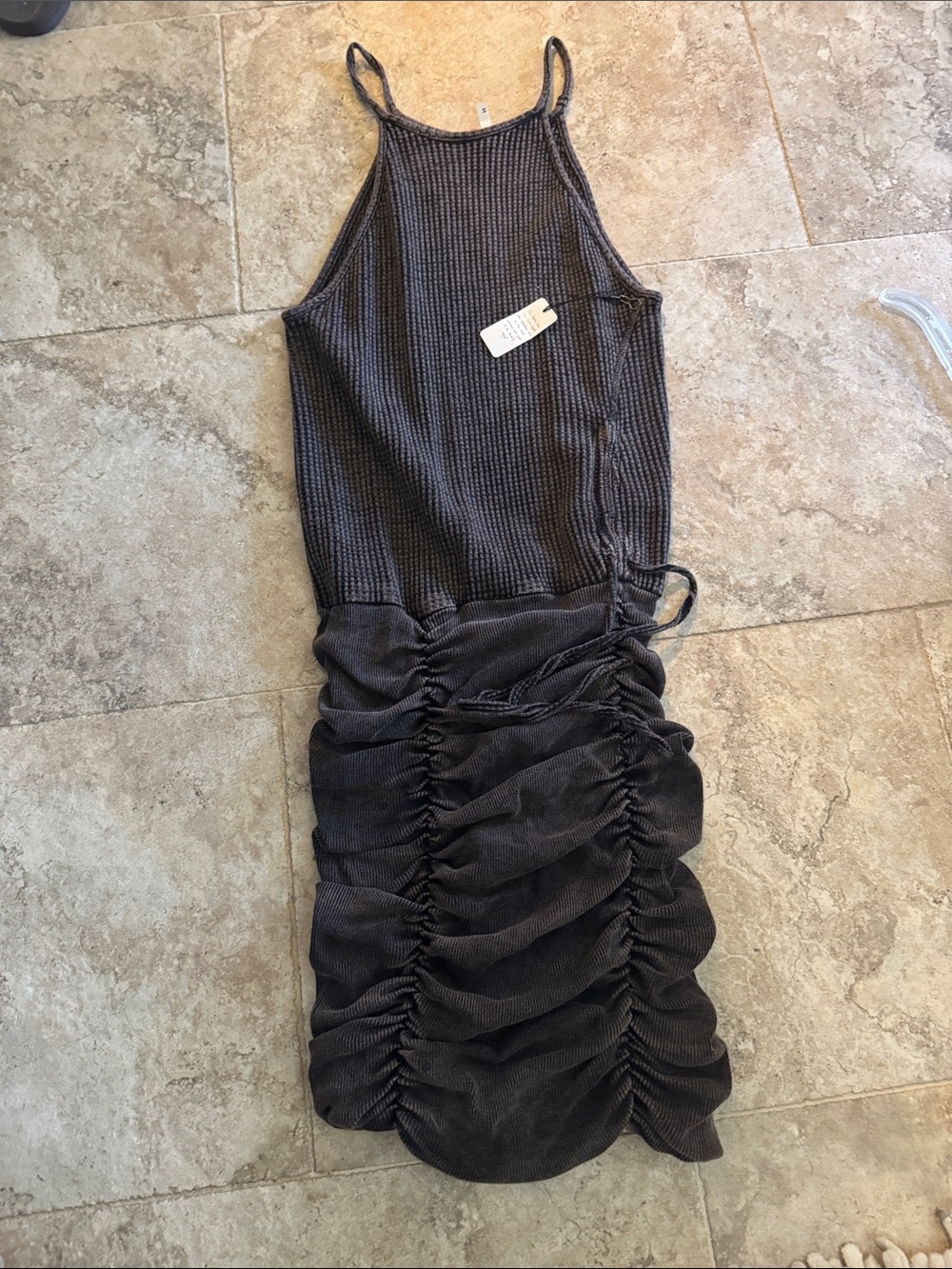 NEW FP one Katya thermal mini dress size XS Ruched Tank free people ruched tank